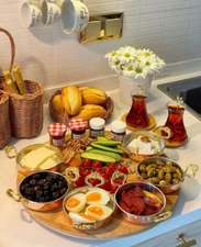 Copper Breakfast Serving Platters, Turkish Pure Copper Serving Appetizer Plates