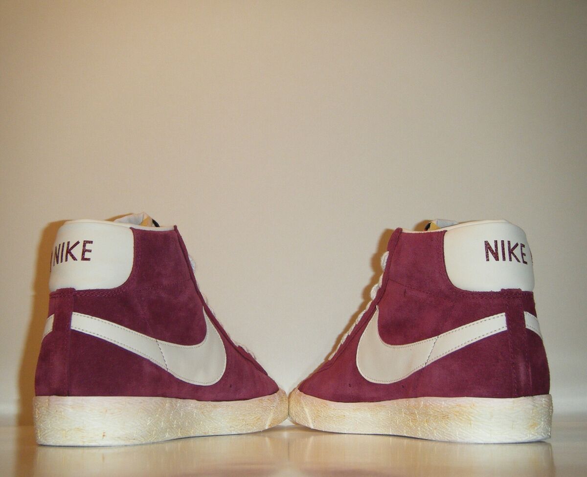 2010 Nike Blazer Hi Suede Vntg Retro Burgundy White QS Sz. 8 2010 Nike Blazer Hi Suede Vntg Retro Burgundy White QS Sz. 8