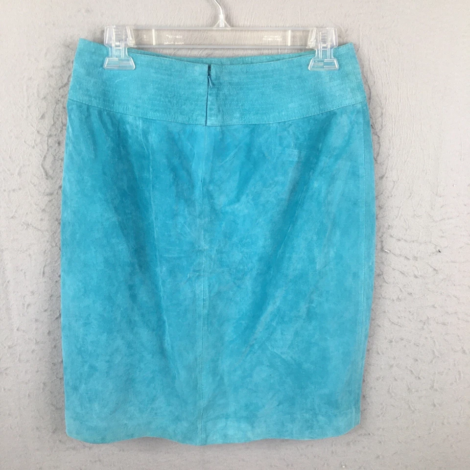 Newport News Falda de Gamuza para Mujer 6 Azul Cuero Imitación Envoltura Aqua Western Retro Foto 4 de 4