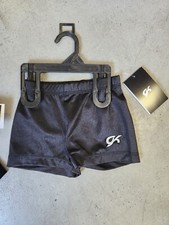 GK Elite Gymnastics Shorts Black Nylon CS CM CL 4 6 8 Small Medium Large