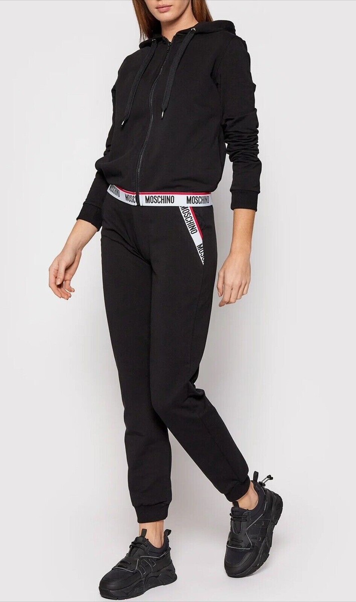 Moschino Underwear Women's Black Sweatpants Logo Tape On Pockets