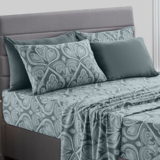 Luxury Deep Pocket 6 Piece Bed Sheet Set 1800 Count Hotel Comfort Paisley Sheets