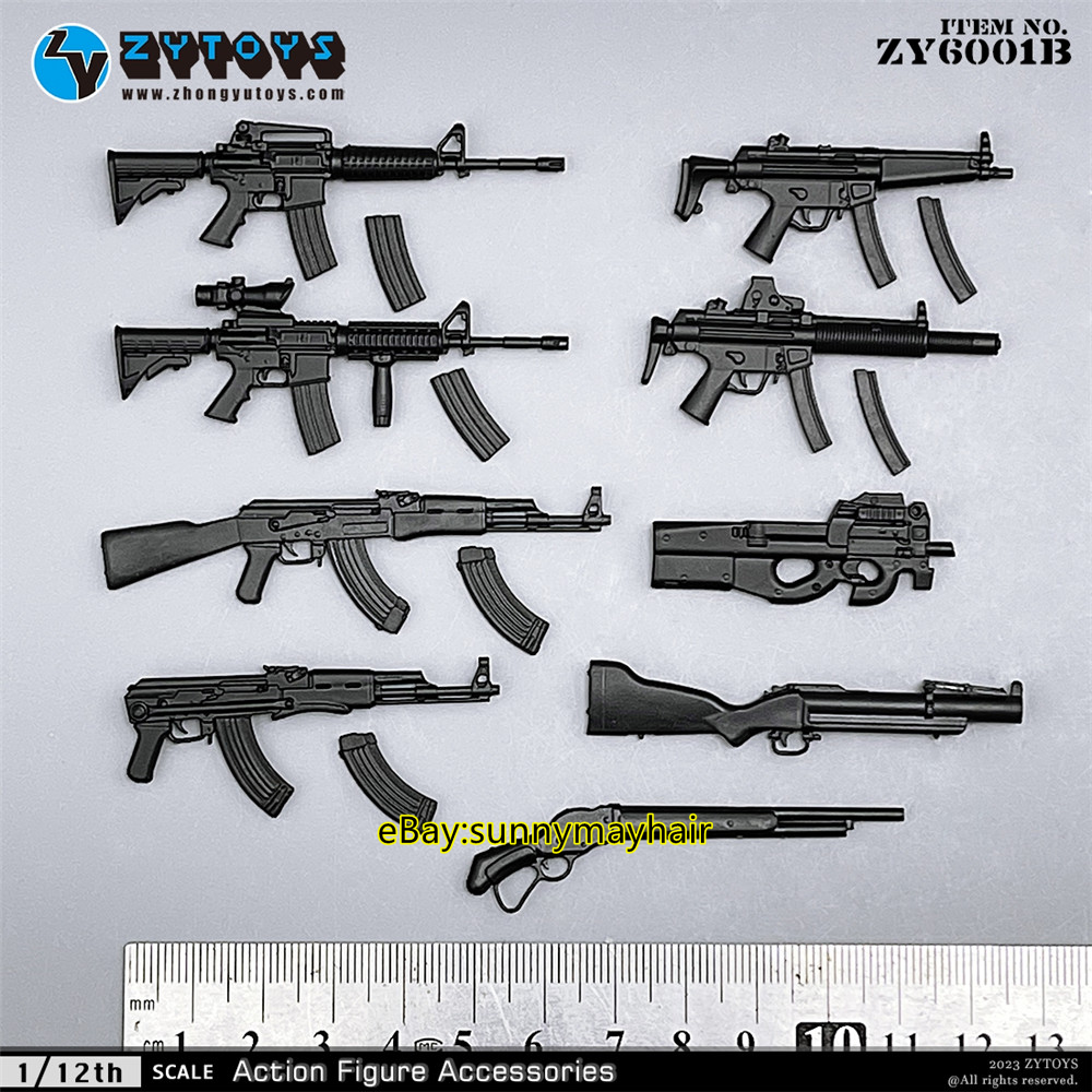 ZYTOYS ZY6001 9pcs 1/12 Soldier Gun Weapon Model Fit 6'' Action