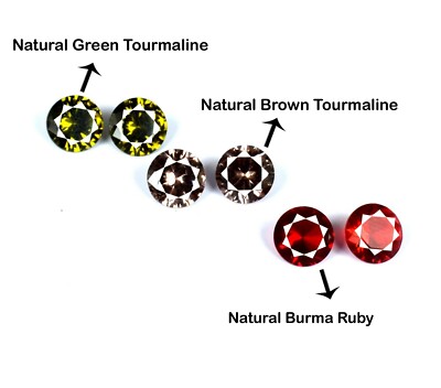 Natural Round 6 Pcs Ruby, Brown & Green Tourmaline Gems Lot 14.55 Ct Certified