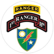 1st Ranger BN with 75th Ranger Regiment Insignia Bumper Sticker Vinyl Decal 5"