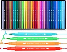 35 Dual Markers Pen for Adult Coloring Book, Coloring Brush Art Marker, Fine Tip
