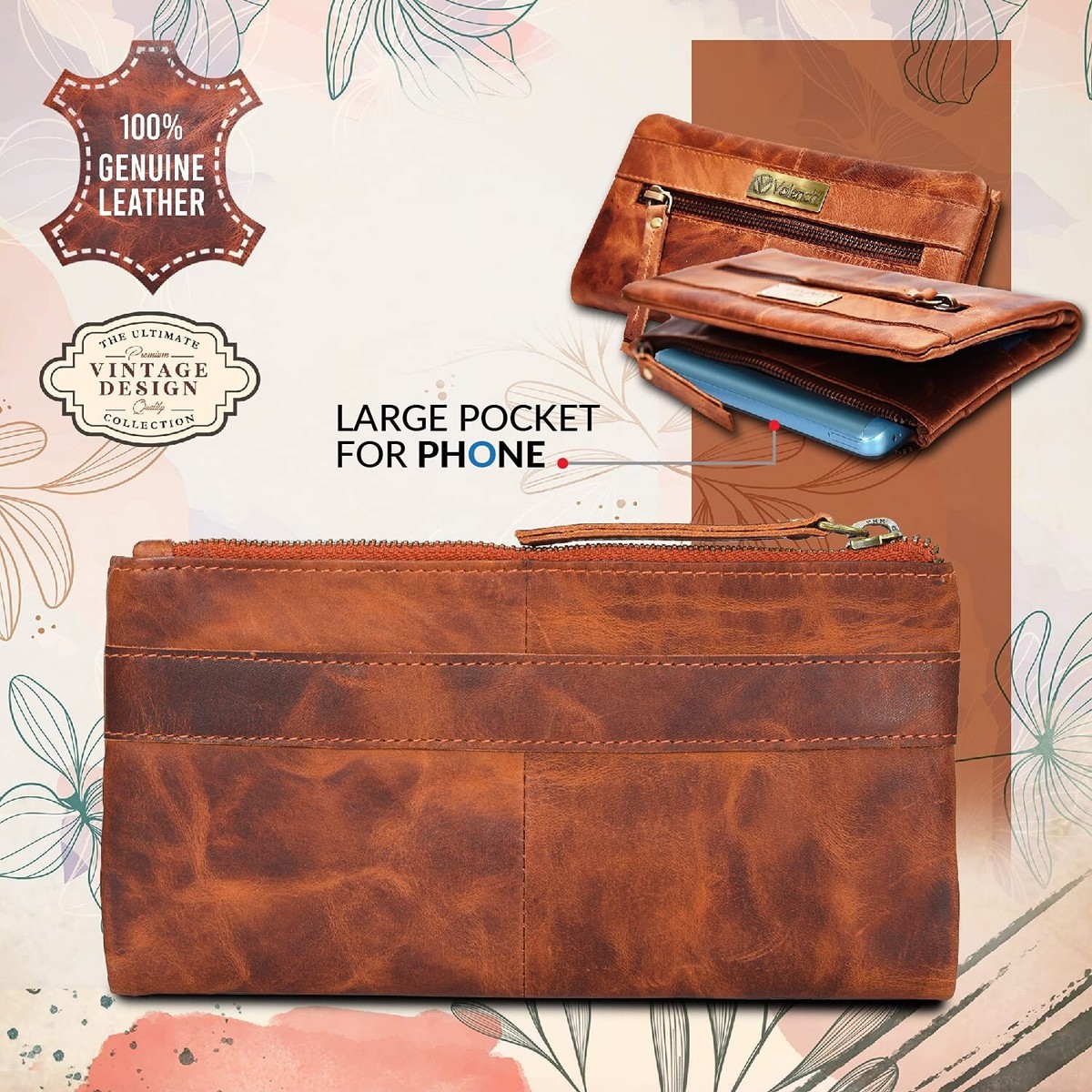 Valenchi Genuine Leather RFID Wallet – Men's & Women's Wallet With Card Slots, Note & Coin Pockets - View #9