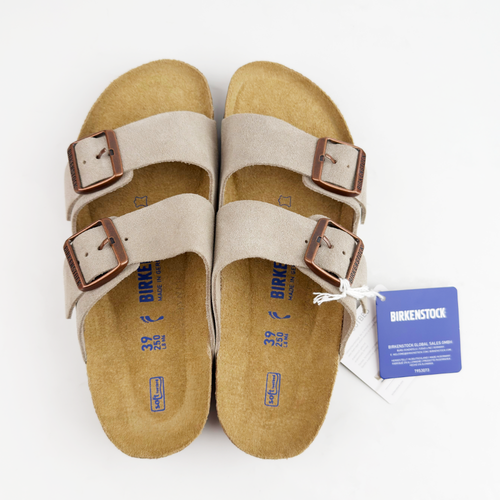 Sandali Birkenstock Arizona taupe morbidi plantare pelle scamosciata donna e uomo - Foto 4 di 11