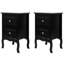 FCH 2 Drawers Nightstand Storage Wood End Table Bedside Organizer Modern Bedroom