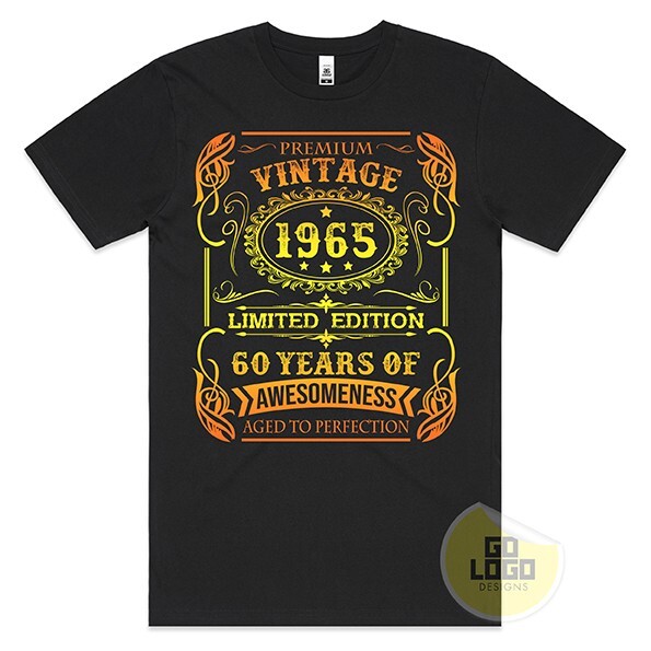 Funny TShirt 60th BIRTHDAY Born Made in 1965 Vintage Retro Cool Tee Present Gift-image