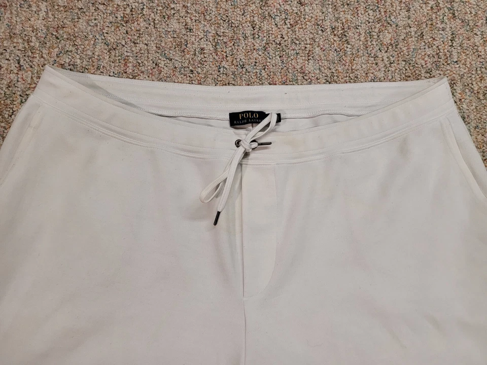 Polo Ralph Lauren Shorts Mens 3XL Tall White Double Knit Box Logo Tech Fleece - Image 2 of 4