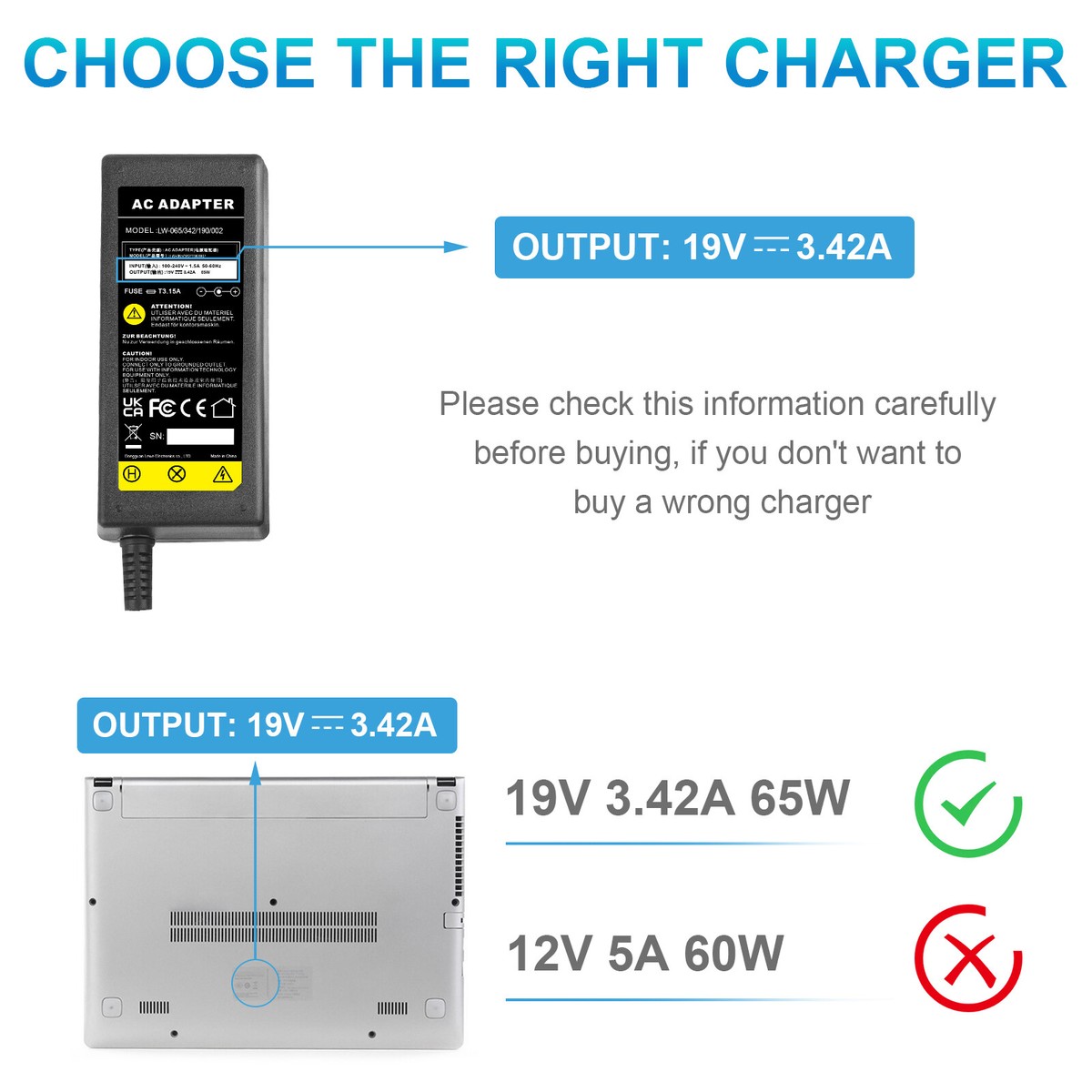 Monitor 19 Cargador 19V 3.42A Para Gateway NE56R41u, NE56R34u, NE51006u &ndash; Compatible Con Acer, Conector 5.5x1.7 Mm Fuente Alimentaci&oacute;n Gateway