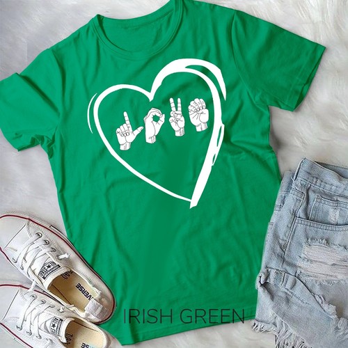 Love Sign Language Heart ASL Valentine's Day Gift T-Shirt Unisex T-shirt - Picture 2 of 11