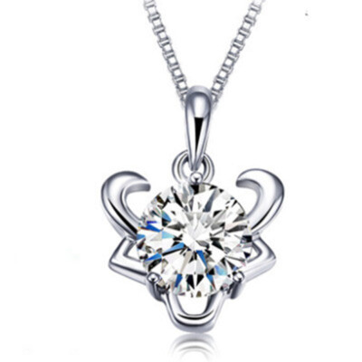 Ω Sternzeichen Stier Anhänger Kette versilbert mit Zirkonia