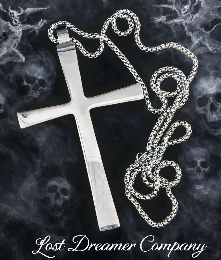 Black Sabbath Ozzy Osbourne 3" Cross Necklace Stainless Steel Pendant