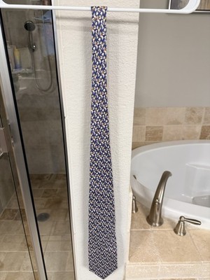 Bijoux Terner Teddy Bear Novelty Tie Genuine Silk Blue Cute Vintage Necktie