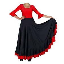 Flamenco skirt with 2 ruffles, black/red, black/red, 6 years