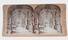 Antique 1900 Stereoview The Library Of The Vatican Rome Italy Keystone View Co.
