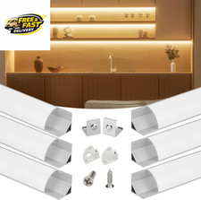 6Pack 3.3FT/1M V Shape LED Channel Silver Aluminum LED Strip Diffuser Channel wi