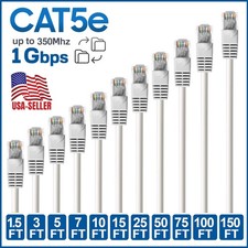 CAT5e Ethernet Cable Lan Network CAT5 RJ45 Internet White Router Patch Wire LOT