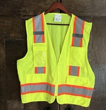 Mens Safety High Visibility Zipper Reflective Neon Class 2 Type R Work Vest XL