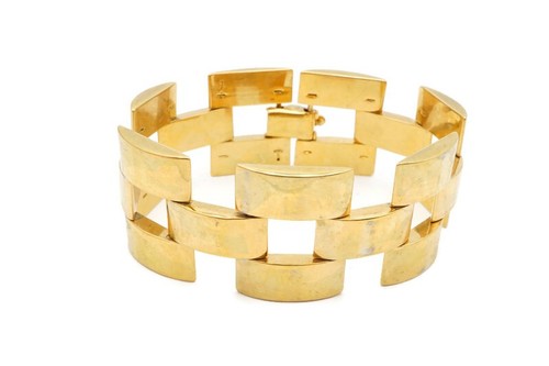 Vintage Bijoux Cascio Bracelet Gold Tone Panther Link 7.5"
