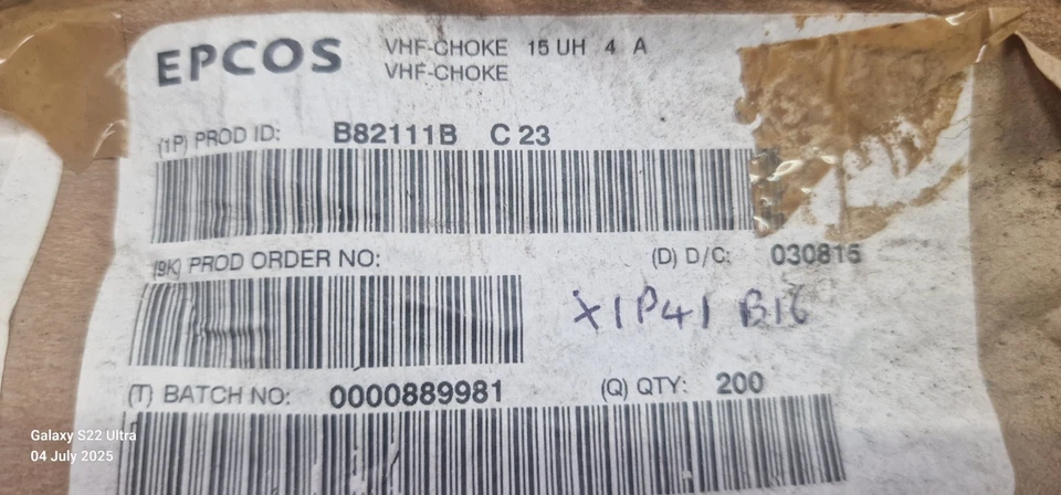 15 µH VHF Choke 1 LOT OF 4 PCS EPCOS B82111BC23 - Image 2 of 3