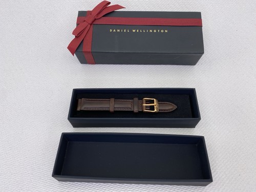 Correa de reloj Daniel Wellington marrón oscuro cuero de alta calidad unisex 14 mm en caja - Imagen 2 de 2