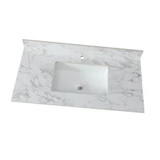 43"x22" Engineered Stone Vanity Top with Elegant White Finish & Pre-Drilled
