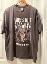 Duck Co. Big Bear Montana T-Shirt XL Brown Does Not Play Well With Others Flaw