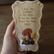 Ceramic Mushroom Scissors Holder Wall Pocket Sconce Hanging