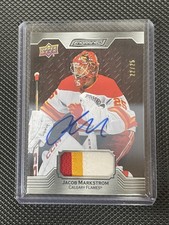 Jacob Markstrom - 2023-24 Upper Deck Engrained Mahogany Patch Auto /25 - Flames