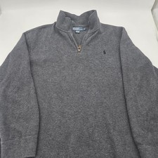 VTG Polo Ralph Lauren Sweater Men XL Gray Black Pullover Quarter 1/4 Zip Adult