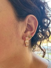 14k Gold plated earrings with zirconia type and mini hearts