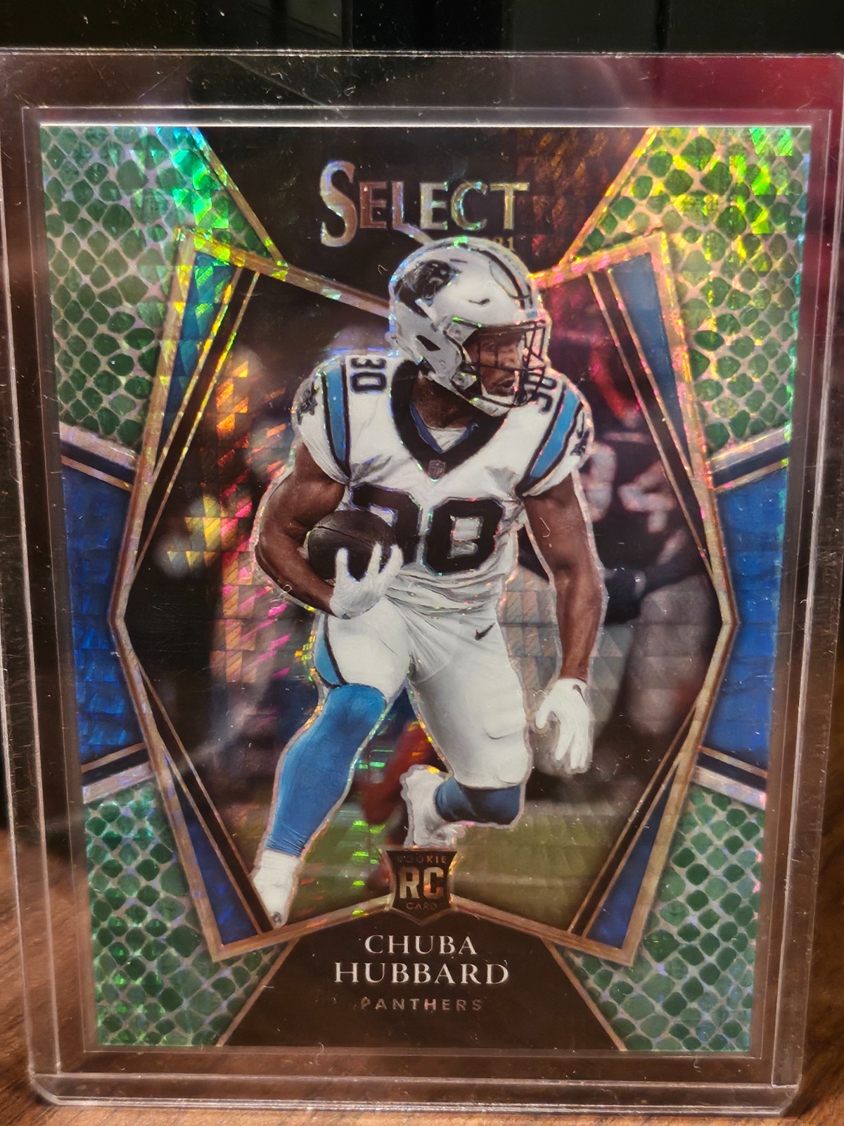 2021 Panini Select - Premier Level Chuba Hubbard #176 Dragon Scale Prizm /89 RC