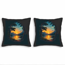 Set of 2 18x18in Throw Pillow Covers - Serene Landscape Design