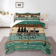 Camper Decor Bedding Set 2 Pieces, Happy Camping Comforter Set for Boys Teens...