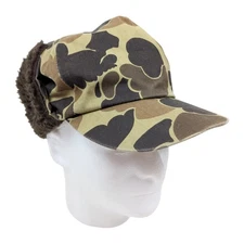 Vintage Columbia GORE TEX Camo Hunting Hat Ear Flap Camouflage Trapper Cap USA