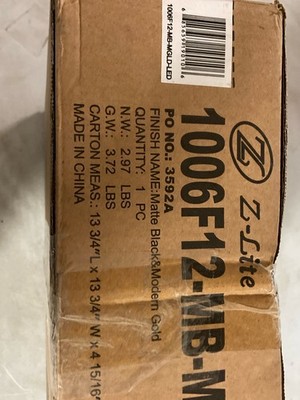 Z-Lite 1006F12-MB-MGLD-LED Algar 12'' LED Flush Mount Ceiling Fixture - Black/Gol