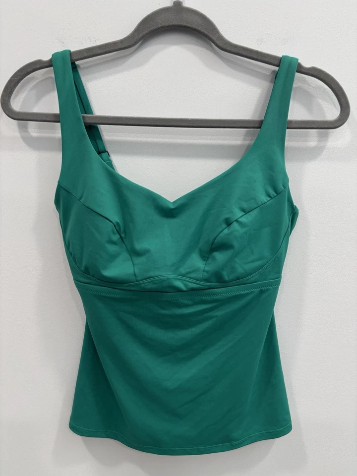 Top de natación Athleta Tankini 32D/DD verde cuello en V acolchado busto soporte estante sujetador Foto 3 de 4