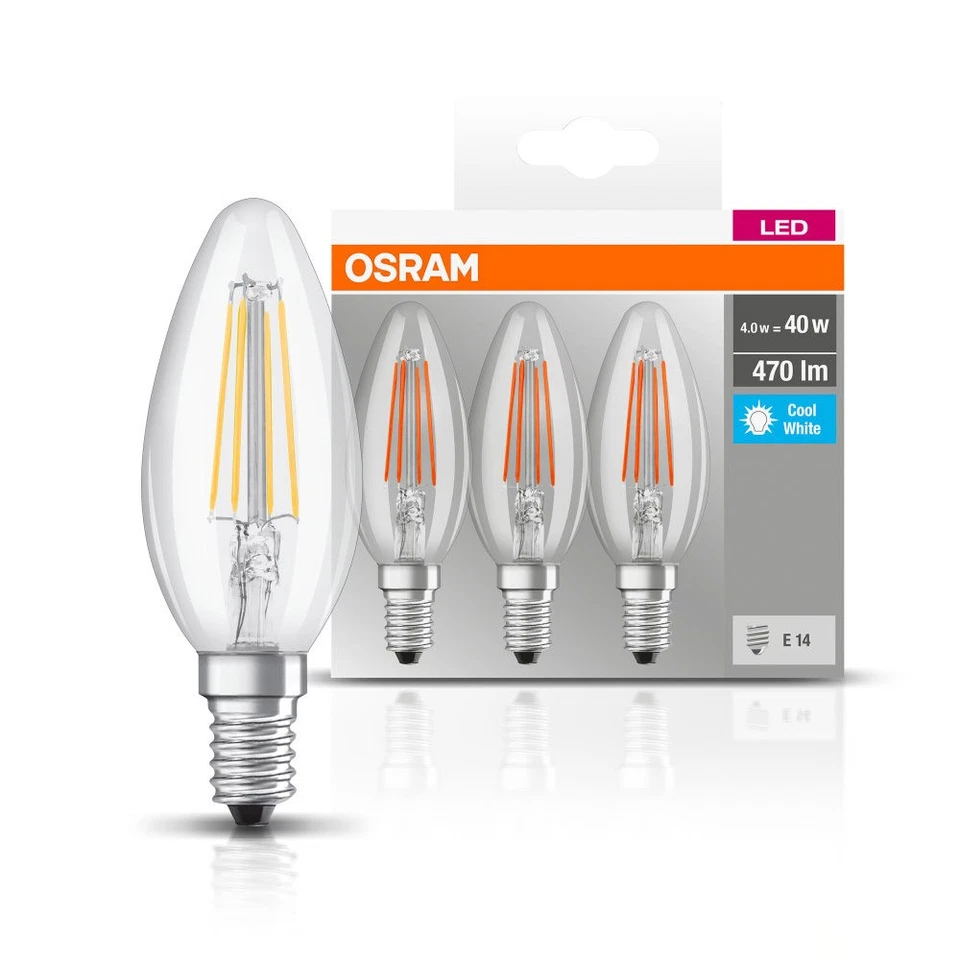 3 X Osram LED Filamento Lampadina Pere Candele Gocce E14/E27 Caldo Neutrale - Immagine 4 di 4