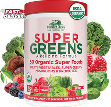 Country Farms Organic Super Greens Berry Flavor, 50 Organic Super Foods, Packed