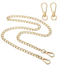 31.5" Flat Purse Chain Strap, Lobster Swivel Trigger Clips Style2, Gold