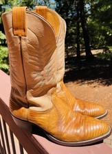 Nocona Cowboy Boots, Vintage, Lizard  Leather Cowboy Boots, 10.5D, USA Made