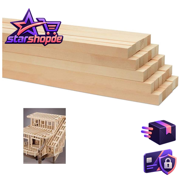 HolzstäBe Quadratisch 10Mm 25X1X1Cm NatüRliche Holzleisten Zum Basteln DIY-image