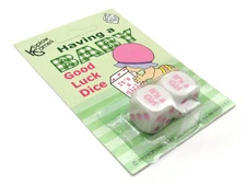 Set of 2 D6 We're Having a Baby It's a Girl Dice - White with Pink Pips
