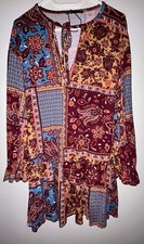 🔥Buntes Kleid Stretch Langarm Leicht Volant Von Zara Größe S