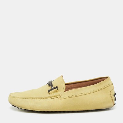Tods Yellow Suede Gommino Double T Driving Loafers Size 39.5  display picture 1