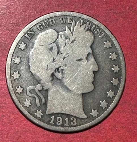 1913S US Barber SILVER Half Dollar "San Francisco" Mint! VG! Lower Mintage!