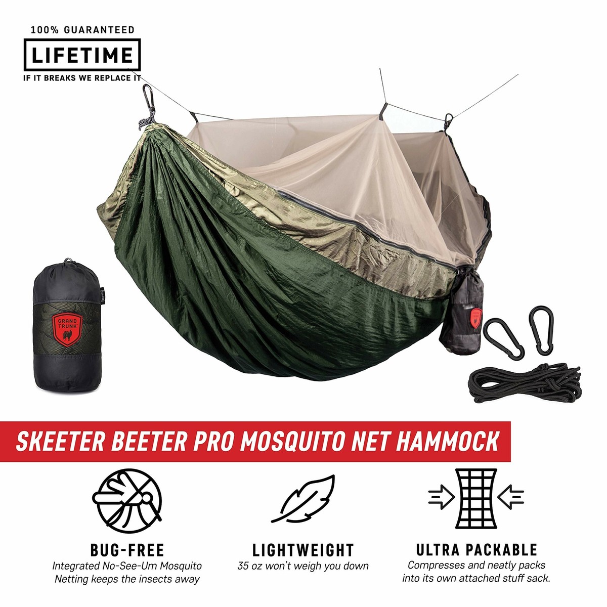 Grand Trunk Skeeter Beeter Pro Mosquito Hammock Portable and